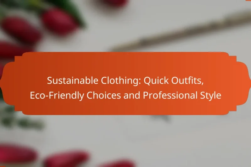 Sustainable Clothing: Quick Outfits, Eco-Friendly Choices and Professional Style