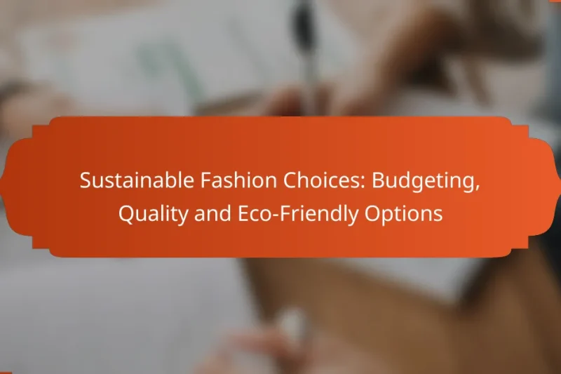 Sustainable Fashion Choices: Budgeting, Quality and Eco-Friendly Options