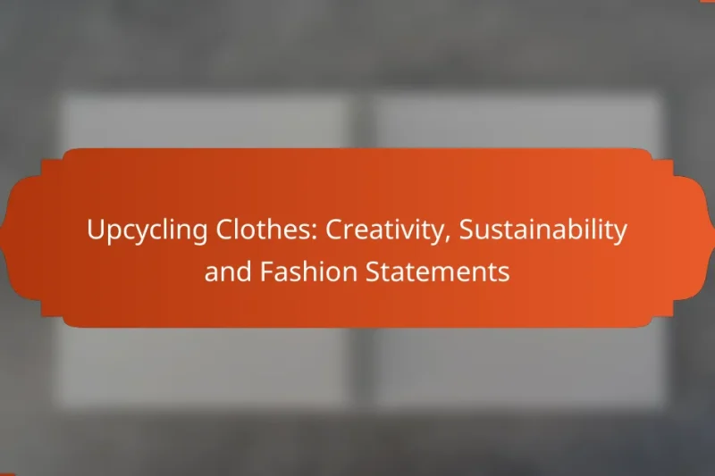Upcycling Clothes: Creativity, Sustainability and Fashion Statements