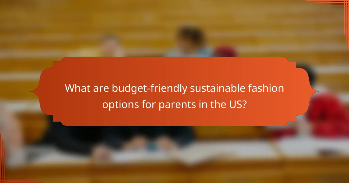 What are budget-friendly sustainable fashion options for parents in the US?