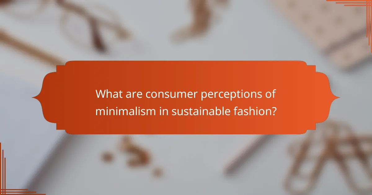 What are consumer perceptions of minimalism in sustainable fashion?