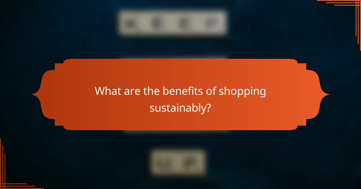 What are the benefits of shopping sustainably?
